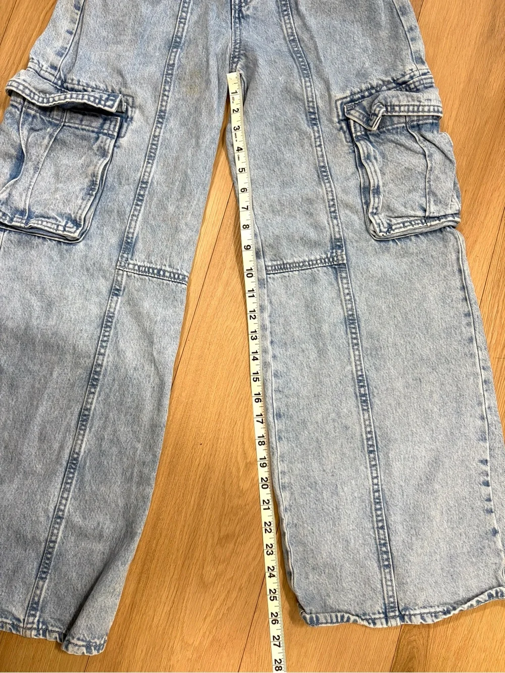 Old Navy Girls 14 High Rise Baggy Cargo Jeans Light Wash Wide Leg Y2K